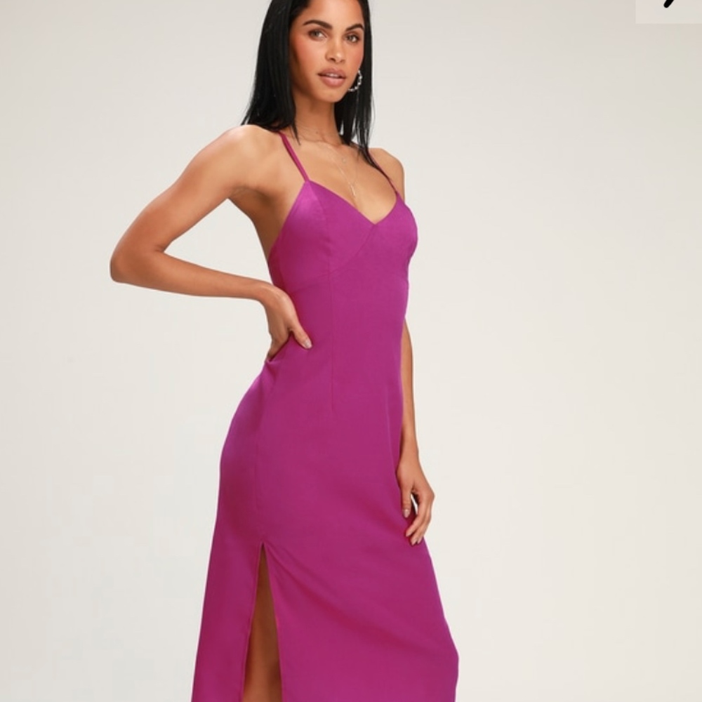 Lulu’s Purple Lace-up Midi Slip Dress, Size Med